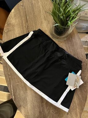 Fila Platinum Active Black Skort w/White Trim & Neon Orange Logo NWT Sz. Large